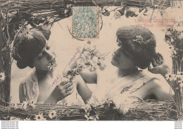 X16- LANGAGE DES FLEURS - LE BLEUET - DELICATESSE  - ( FEMMES - OBLITERATION DE 1905 -  2 SCANS) - Fleurs