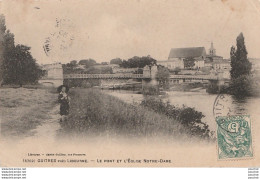 X18-33) GUITRES PRES LIBOURNE - LE PONT ET L ' EGLISE NOTRE DAME - ( ANIMEE - ENFANT - PECHEUR A LA LIGNE ) - Other & Unclassified