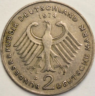 Germany Federal Republic - 2 Mark 1974 G, Theodor Heuss, KM# A127 (#4834) - 2 Mark