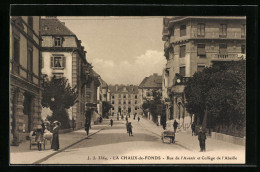 AK La Chaux-de-Fonds, Rue De L`Avenur Et Collège De L`Abeille  - La Chaux-de-Fonds
