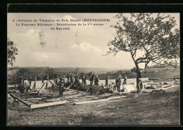 AK Montricher, Colonies De Vacances De Bois Désert, Le Nouveau Bâtiment - Bénédiction De 1a 1ers Pierre  - Montricher