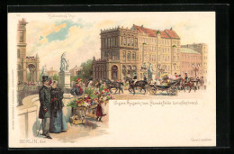 Lithographie Berlin, Unsere Kaiserin Vom Paradefelde Zurückkehrend, Hallesches Tor  - Kreuzberg