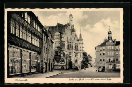 AK Helmstedt, Markt Mit Rathaus Und Universitäts-Café  - Helmstedt