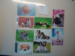 JAPAN  USED   TICKETS METRO BUS TRAINS CARDS  LOT OF 9  FREE SHIPPING ANIMALS DOG DOGS - Japan