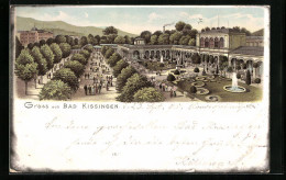 Lithographie Bad Kissingen, Teilansicht Im Park  - Bad Kissingen