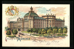 Lithographie München, Justiz-Palast  - Muenchen