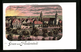 Lithographie Freudenstadt, Ortsansicht Mit Post Und Evang. Kirche  - Freudenstadt