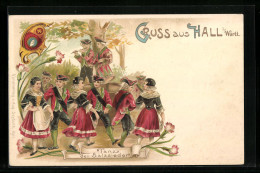 Lithographie Hall /Württ., Tanz Der Salzsieder  - Autres & Non Classés
