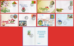 Kazakhstan .  8  FDC + Booklet.  Nowruz. Nauryz - Spring Festival - Kazakhstan