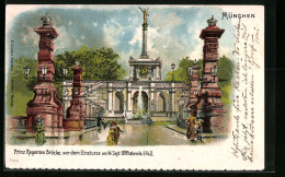 Lithographie München, Prinz Regenten-Brücke Vor Dem Einsturze 1899  - Muenchen