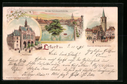 Lithographie Erfurt, An Der Schlösserbrücke, Rathaus  - Erfurt