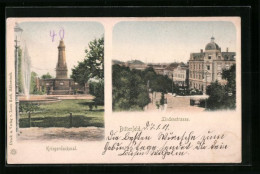AK Bitterfeld, Kriegerdenkmal Mit Fontäne, Lindenstrasse  - Bitterfeld