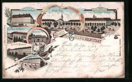 Lithographie Theresienstadt, Parade-Platz, Infanterie-Kasernen, Zeughaus  - Tschechische Republik