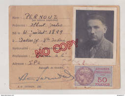 Fixe Carte D'identité Légation France Irak Bagdad 3 Octobre 1948 Timbre Fiscal Affaires étrangères 50 Francs - Brieven En Documenten