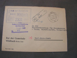 DDR , ZKD Brief , Wildbach   Aue   Landpost - Briefe U. Dokumente