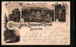 Lithographie Hasserode, Hotel Steinerne Renne, Besitzer: Th. Niewerth  - Autres & Non Classés