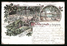 Lithographie Ratzeburg, Gasthaus Waldesruh Mit Terrasse  - Ratzeburg