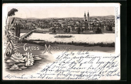 Lithographie Moosburg A. D. Isar, Totalansicht Mit Isar  - Moosburg