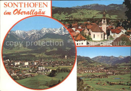 72270659 Sonthofen Oberallgaeu Gesamtansicht Mit Alpenpanorama Kirche Sonthofen - Sonthofen
