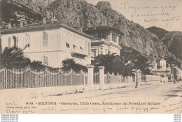 T3-06) MENTON - GARAVAN , VILLA GENA , RESIDENCE DU PRESIDENT KRUGER  - ( OBLITERATION  DE  1902 - 2 SCANS ) - Menton