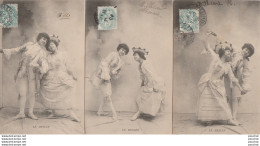 T6- COUPLE DE FEMMES -  LE MENUET - DANSE - SERIE COMPLETE DE  6 CPA  - ( OBLITERATION DE 1906 ) - Dance