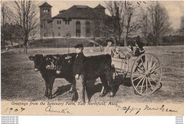 T18- GREETINGS FROM THE SEMINARY FARM , EAST NORTHFIELD , MASS - ( TRES ANIMEE - ATTELAGE - 2 SCANS )  - Autres & Non Classés