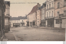 72) CHATEAU DU LOIR (SARTHE) PLACE DE L' HOTEL DE VILLE - ( CARTE TOILEE COULEURS - HABITANTS - 2 SCANS ) - Chateau Du Loir