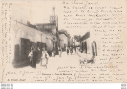 T22-  TLEMCEN (ALGERIE) RUE DE MASCARA - ( ANIMEE - HABITANTS - OBLITERATION DE 1905 - 2 SCANS )  - Tlemcen