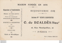 T24-75) PARIS (3°) BIJOUTERIE OR - O. DE ROALDES  16 RUE MONTGOLFIER - (  2 SCANS ) - District 03