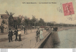 T26-44)SAINT NAZAIRE  - LE BOULEVARD DE OCEAN - ( ANIMEE - PROMENEURS - CARTE TOILEE COULEURS ) - Saint Nazaire