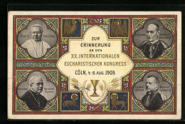 AK Köln, Eucharistischer Kongress 1909, Papst Pius X. Und Weitere Päpste  - Sonstige & Ohne Zuordnung