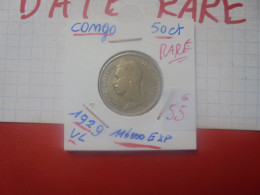 +++RARE+++CONGO BELGE 50 Centimes 1929 VL+++RARE+++ (A.5) - 1910-1934: Albert I