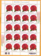 2023  Moldova   „Flora. Garden Flowers.” Sheet  Dahlia, 3,30 Mint - Moldawien (Moldau)
