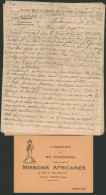 Archive De 5 Feuilles De Texte "Société Belge De Mission Protestantes Au Congo" (Station De Rubengera 1924) + Carnet De - Erinnophilie [E]