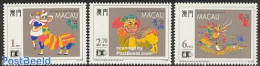 Macao 1992 Lion & Dragon Dances 3v, Mint NH, Various - Folklore - Nuevos