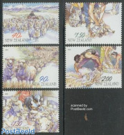 New Zealand 2003 Year Of The Sheep 5v, Mint NH, Nature - Various - Cattle - Dogs - New Year - Textiles - Ungebraucht