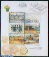 Russia 2002 Customs History 3v M/s, Mint NH, Nature - Transport - Various - Horses - Ships And Boats - Uniforms - Boten