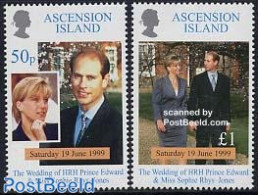 Ascension 1999 Edward & Sophie Wedding 2v, Mint NH, History - Kings & Queens (Royalty) - Familles Royales