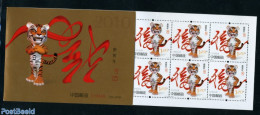 China People’s Republic 2010 Year Of The Tiger Booklet, Mint NH, Nature - Various - Cat Family - Stamp Booklets - Ne.. - Ongebruikt