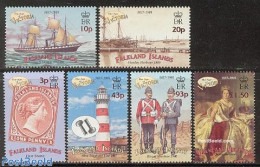 Falkland Islands 2001 Victoria Age 6v, Mint NH, History - Transport - Various - Kings & Queens (Royalty) - Stamps On S.. - Familles Royales
