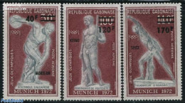 Gabon 1972 Olympic Winners 3v, Mint NH, Sport - Athletics - Olympic Games - Art - Sculpture - Neufs