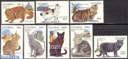 Uganda 1994 Cats 8v, Mint NH, Nature - Various - Cats - Lighthouses & Safety At Sea - Mills (Wind & Water) - Phares