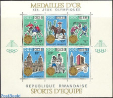 Rwanda 1968 Olympic Winners S/s, Hungaria, Mint NH, Sport - Boxing - Football - Hockey - Olympic Games - Boxen