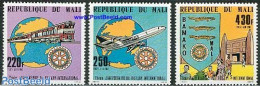 Mali 1980 75 Years Rotary 3v, Mint NH, Nature - Transport - Various - Reptiles - Aircraft & Aviation - Railways - Rotary - Flugzeuge