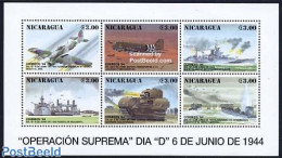 Nicaragua 1994 D-Day 6v M/s, Mint NH, History - Transport - World War II - Aircraft & Aviation - Ships And Boats - Guerre Mondiale (Seconde)