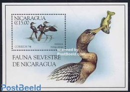 Nicaragua 1994 Anhinga Anhinga S/s, Mint NH, Nature - Birds - Fish - Vissen