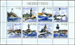 SAINT THOMAS AND PRINCE 2006 LIGHTHOUSES AND DOLPHINS SHEET OF 4 PLUS LABELS** - Phares