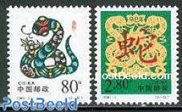 China People’s Republic 2001 Year Of The Snake 2v, Mint NH, Nature - Various - Snakes - New Year - Ongebruikt