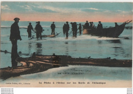 33) LA PECHE A L OCEAN SUR  LES BORDS DE L ATLANTIQUE - CARTE LOCALISEE A SOULAC SUR MER -  ( 2 SCANS ) - Soulac-sur-Mer