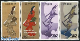 Japan 1996 Stamp History 4v [:::], Mint NH, Nature - Birds - Stamps On Stamps - Unused Stamps